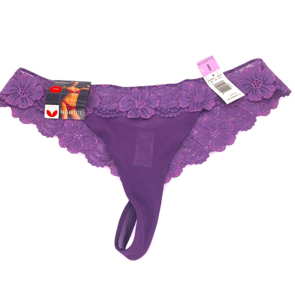 VASSARETTE Purple RealSexy Lovelace Tanga Lace Thong – Vintage HRLQNPRPLE Size 8